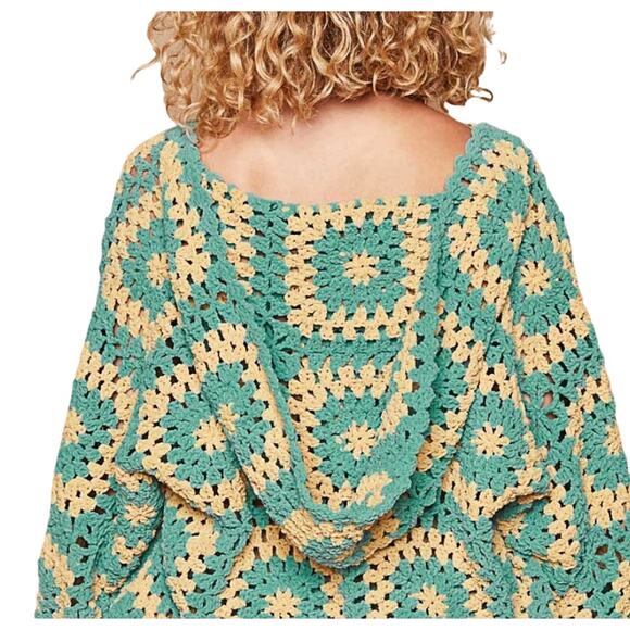 POL / Granny Square Sweater / Boho Chenille Hoodie - Picture 4 of 4